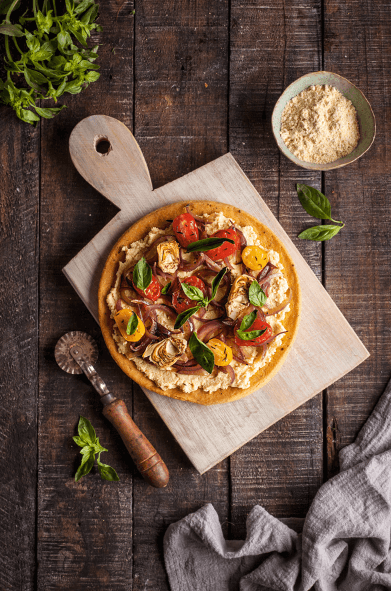 Pizza con harina de garbanzos Iansa Agro