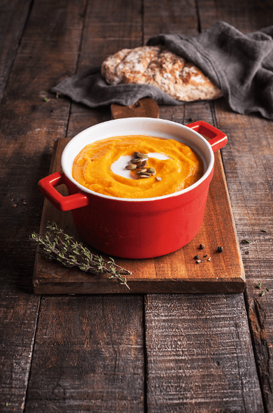 Crema de zanahoria, porotos blancos Iansa Agro y naranja